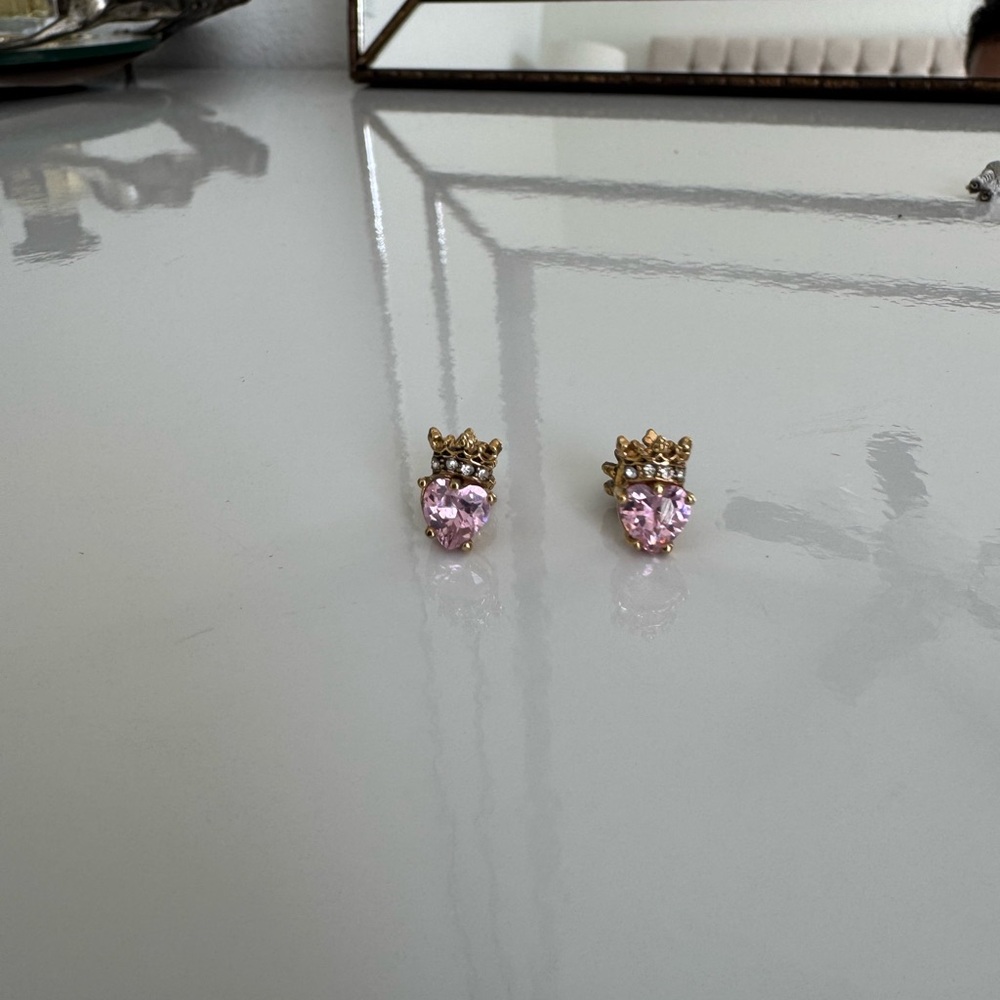 Juicy Couture Pink and Gold Crown Earrings